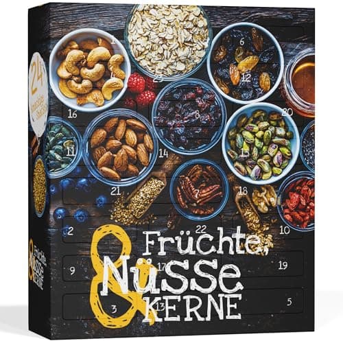 Früchte, Nüsse, Kerne Bio Adventskalender 2025 [MIT 24 GESUNDEN SNACKS] – Nüsse, Vegan & Bio Snacks – Nuss, Adventskalender, Trockenfrüchte Gesund (Hergestellt in DE) Bio Vegan