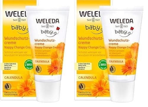 WELEDA Bio Baby Calendula Wundschutzcreme 30ml - Naturkosmetik Babypflege Windelcreme schützt empfindlicher Babyhaut im Windelbereich. Natürliche Hautpflege hilft bei gereizter Haut & Windelausschlag Bio
