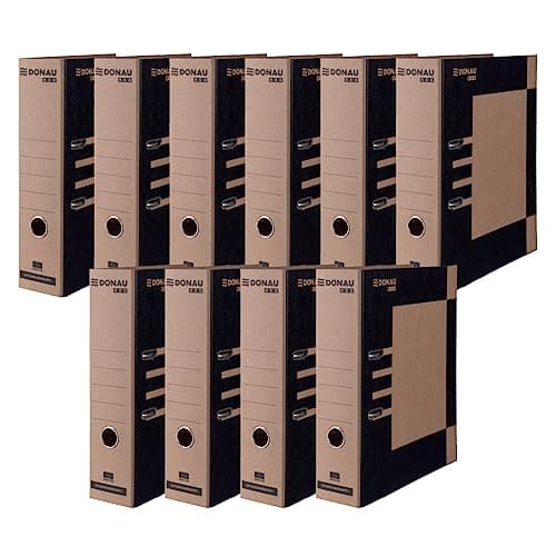 DONAU Premium Vegan-Ordner ECO MAXI FSC / 10er Pack/Breit/DIN A4 8 cm/Braun-Schwarz z/gut für die Umwelt/Aktenordner Briefordner Büroordner Pappordner Schlitzordner/Hergestellt in der EU Öko Vegan