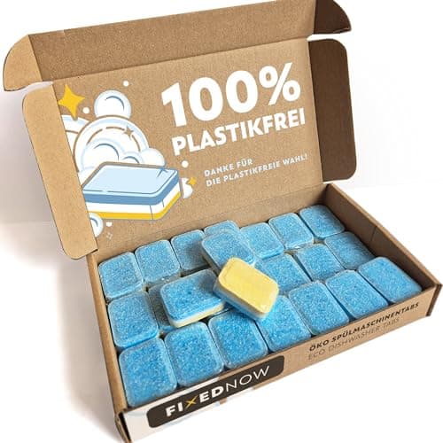 FixedNow Öko Spülmaschinentabs Ohne Plastik All in One [30st.] Vorrat Für Einen Monat Zitronenduft Dreilagig Eco Geschirrspültabs Dishwasher Tablets Spülmaschinen Tabs Für Geschirrspüler Bio Öko
