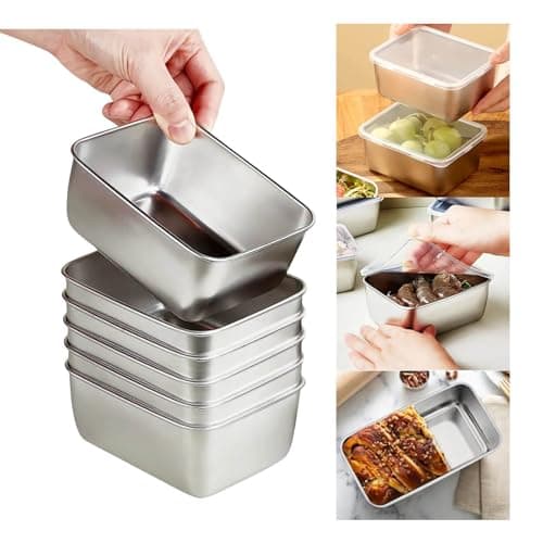 Generisch 6 Stück Edelstahl Frischhaltedosen mit Luftdicht Deckel, Lebensmittelbehälter mit Deckeln, Stapelbar, Spülmaschinenfest, Geeignet für Kühlschrank, Ofen, Gefrierschrank