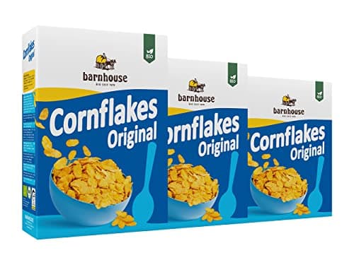 Barnhouse Cornflakes, traditionell hergestellte Bio-Cornflakes, nur zart gesüßt, 3 x 375 g Bio Vegan