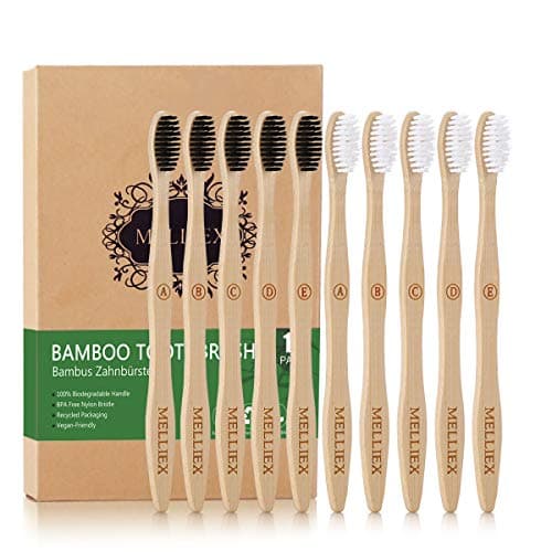 Bambus Zahnbürsten, 10 Pack Nachhaltige Holzzahnbürste Bio Öko Bambuszahnbürste BPA Frei Holz Zahnbürste Set Bio Öko