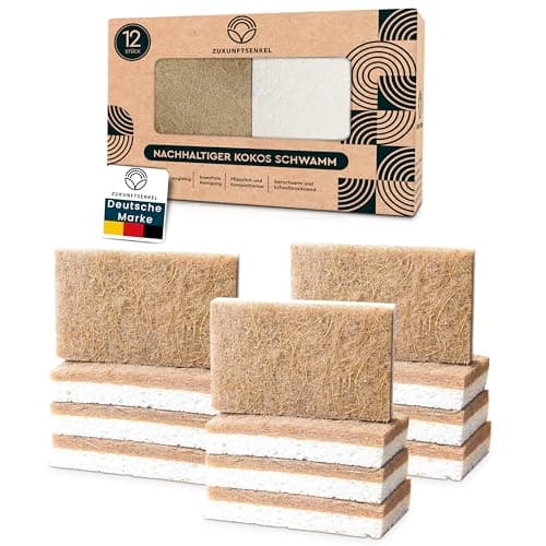 Spülschwamm Nachhaltig Küchenschwämme Biologisch Abbaubar Naturschwamm Umweltfreundlicher Kokosschwamm Zellulose Schwämme (12) Bio Öko