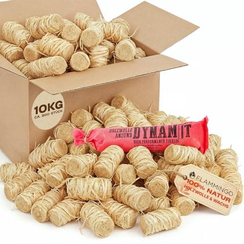 Panorama24 10 kg Kamin-Anzünder und Grill-Anzünder ca. 800 Stück (Ofen-anzünder, Anzündwolle, Anzündhilfe) aus Bio Holz-Wolle und Wachs - schnell und umweltfreundlich Bio Öko