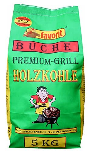 Favorit Buchen-Holzkohle 5kg (Grillkohle/Holzkohle in Premium Qualtiät - aus reinem Buchenholz, große Körnung, langanhaltende Glut) 5500