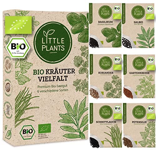 Nachhaltiges BIO Kräuter Samen Set - 6 Sorten Küchenkräuter, 100% Natürlich - BIO Saatgut Kräutersamen für Kräutergarten - Beliebte Pflanzen Samen Bio Öko