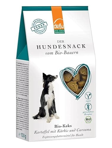 defu Hundesnacks | 1 x 150 g | Bio Hundekekse Kartoffel mit Kürbis und Curcuma | Vegane Premium Leckerlis für Ihren Hund Bio Öko Vegan