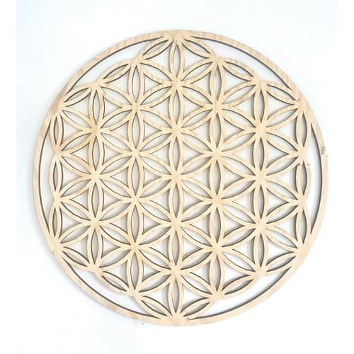 Pet-Jos Blume des Lebens 40 cm Wanddeko Naturholz Baum Wanddekoration FLowe of Life Wooden Wall Decoration Wall Art Geometrische Ornamente Minimalistische Wandkunst Hängende Dekoration Öko