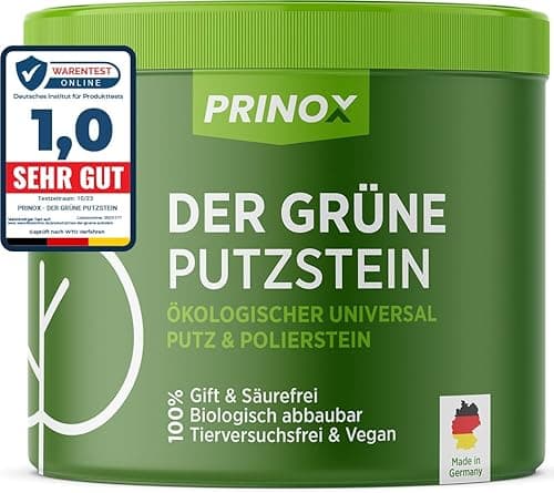 PRINOX Der Grüne Putzstein I 950g inkl. Handschwamm I Nachhaltiger Universal Allzweckreiniger I Jahresvorrat je Dose I Öko Reiniger für Küche, Bad, Fenster, Sneaker, Ceranfeld, WC I Made in DE Bio Öko Vegan
