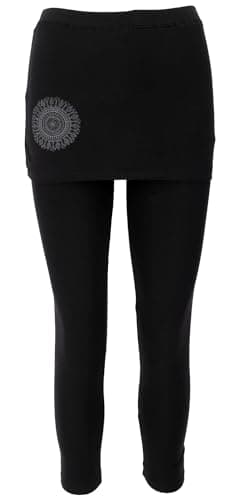 GURU SHOP Yoga-Hose, Leggings mit Minirock Bio BW Yogi - Schwarz, Damen, Baumwolle, Size:XL Bio