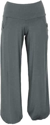 GURU SHOP Yogahose aus Bio-Baumwolle, Pluderhose - Dunkelgrau, Damen, Size:M Bio Öko