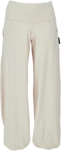 GURU SHOP Yogahose aus Bio-Baumwolle, Pluderhose - Sand, Damen, Size:M Bio Öko