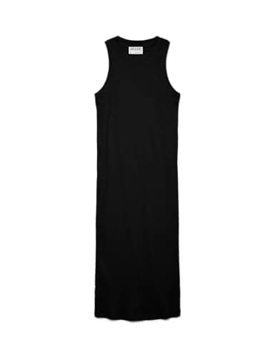 VERO MODA Damen VMLAVENDER SL Calf Dress VMA NOOS Kleid, Black, M Öko