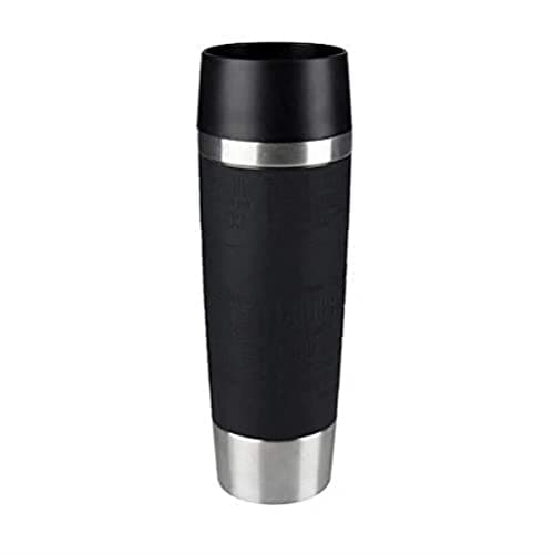 Emsa Travel Mug Classic Grande Thermobecher 500ml, Kaffeebecher to go hält 6h heiß, 12h kalt, auslaufsicher, Easy Quick-Press-Verschluss, Isolierbecher mit 360°-Trinköffnung, schwarz, 515615