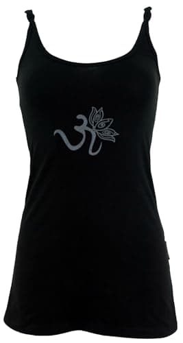GURU SHOP Yoga-Top aus Bio-Baumwolle OM - Schwarz, Damen, Size:L Bio
