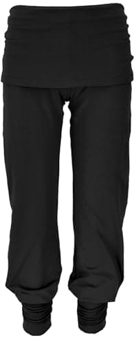 GURU SHOP Yoga-Hose mit Minirock in Bio-Qualität - Schwarz, Damen, Baumwolle, Size:L