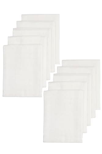 Meyco Baby Musselin Mullwindeln 10er-Pack (Stoffwindeln aus 100 % hydrophiler Baumwolle, Spucktücher, superweich, gute Feuchtigkeitsaufnahme und schnell trocknend, Maße: 70 x 70 cm), Weiß Öko