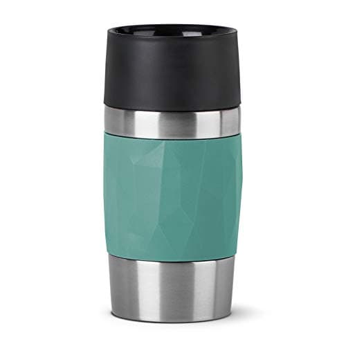 Emsa Travel Mug Compact Thermobecher klein, Isolierbecher 300 ml, 3h heiß, 6h kalt, Kaffeebecher to Go aus Edelstahl, auslaufsicher, spülmaschinengeeignet, 360°-Trinköffnung, grün N21603 Öko