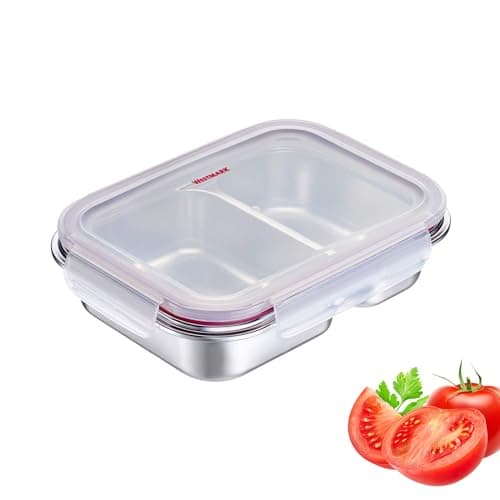 Westmark Edelstahl Lunchbox – Auslaufsichere Brotdose – Mikrowellen- & Ofenfest, BPA-frei – Bento Box für Schule, Arbeit & Kita – Silber, geteilt 450 + 280 ml