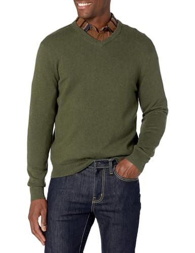 Amazon Essentials Herren Pullover-Pullover Mit V-Ausschnitt (Erhältlich In Groß und Schwer), Olivenheide, L