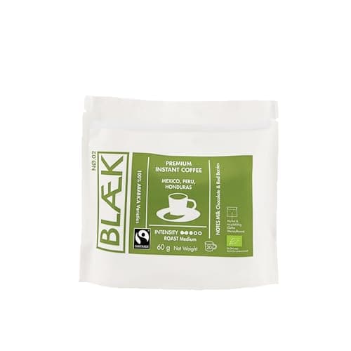 BLÆK Specialty Bio Instant Kaffee Nø.2 | Blaek Organic Premium Coffee 60g Bag To Go Pouch löslich | Premiumkaffee Medium Roast Arabica Hochland Kaffeebohne süß | Hotel Camping Reise Büro Vanlife Bio Öko