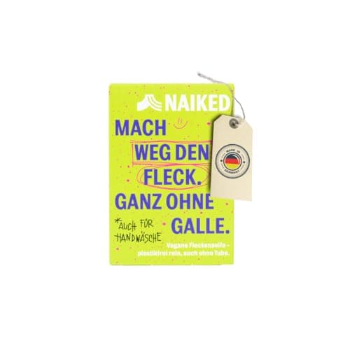 Vegane Fleckenseife – Alternative zu Gallseife – plastikfrei & nachhaltig – mit Soda & Seifenrinde – effektive Fleckenentfernung für Textilien, Kleidung & Wäsche – 100 g Seifenstück Öko Vegan