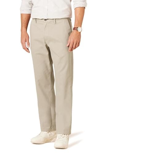 Amazon Essentials Herren Knitterfreie Flatfront-Chinohose in klassischer Passform (erhältlich in Übergröße), Kaki Beige, 36W / 32L