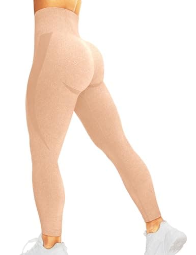 corcoar Damen Leggings Sporthose High Waist Seamless Hosen Gym Yoga Sport Hellbraun M