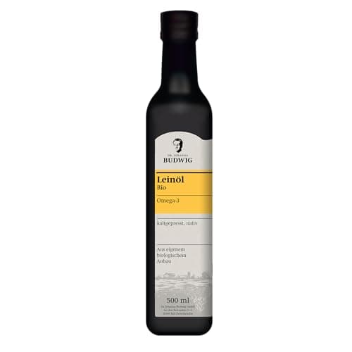 Dr. Budwig Leinöl Bio kaltgepresst (1x 500ml) - Omega 3 hochdosiert aus Bio Leinsamen - ungefiltert aus 100% nachhaltigem Anbau- veganes Leinsamenöl - flüssig - naturrein - Öl für Kinder Bio Öko Vegan