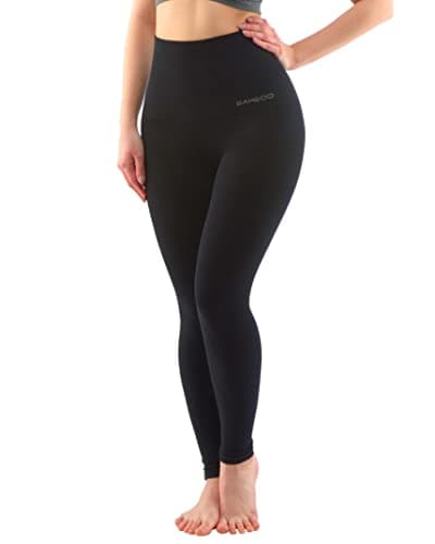 ecoBAMBOO Leggings Damen High Waist aus Bambus (Schwarz, M-L) Öko
