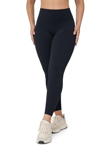UNISSU Workout-Leggings für Damen, ohne Vordernaht, hohe Taille, butterweich, Yogahose, Fitnessstudio, athletische Strumpfhose, 63,5 cm, Schwarz, S