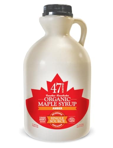 47° North Kanadischer Bio Ahornsirup Amber, 1L, Single Source, Grade A, glutenfrei, vegan, organic Maple Syrup, kräftiger Geschmack für Pancakes & mehr Bio Öko Vegan