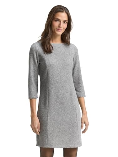 TOM TAILOR Damen 1048782 Cosy Kleid mit 3/4-Arm, 21373-Medium Silver Grey Melange, 42