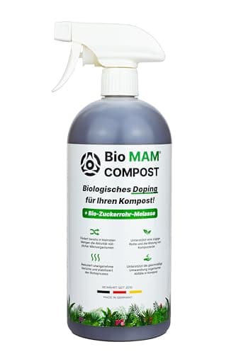 Bio MAM COMPOST – gebrauchsfertiger Kompost-Beschleuniger in der Sprühflasche | mit Bio Zuckerrohr-Melasse | reduziert Gerüche, verkürzt Rottezeit, fördert Humusbildung – 1 Liter Bio Öko