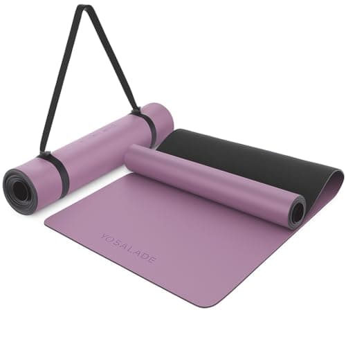 YOGALABS® - Premium Yoga-Matte STUDIO 185 x 68 x 0,4cm (extra groß) inkl. Gurt aus ECO PU & Naturkautschuk - Antirutsch-Beschichtung Gymnastik & Pilates-Matte 100% nachhaltig, schadstofffrei (Lila) Bio Öko