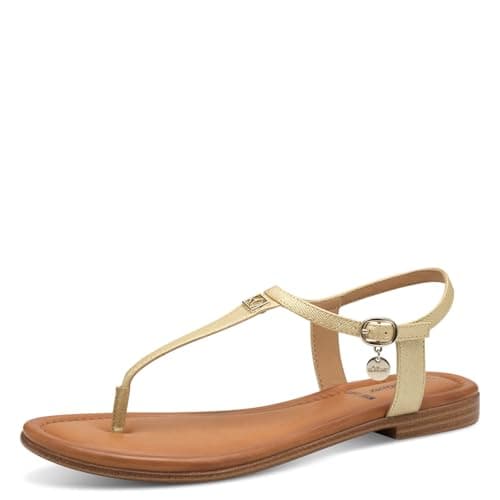 s.Oliver Damen Sandalen flach Zehentrenner Vegan, Gold (Gold), 41 EU Öko Vegan