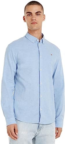 Tommy Jeans Herren Hemd TJM Slim Langarm, Blau (Perfume Blue), XL Bio