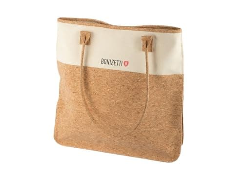 Bonizetti Korktasche Tragetasche CARINA Damentasche aus recyceltem Canvas und Kork Kork medium 36cm x 36cm x 9cm vegane und nachhaltige Handtasche, Henkeltasche, Shopper, Tragetasche, Schultertasche Öko Vegan