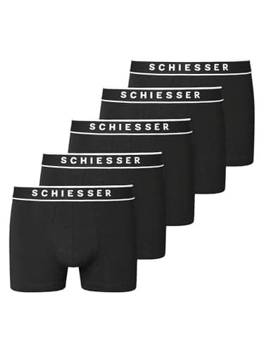 Schiesser Herren 5 Pack Bio Baumwolle Multipack-95/5 Organic Boxershorts, schwarz_183213, L (5er Pack) Bio