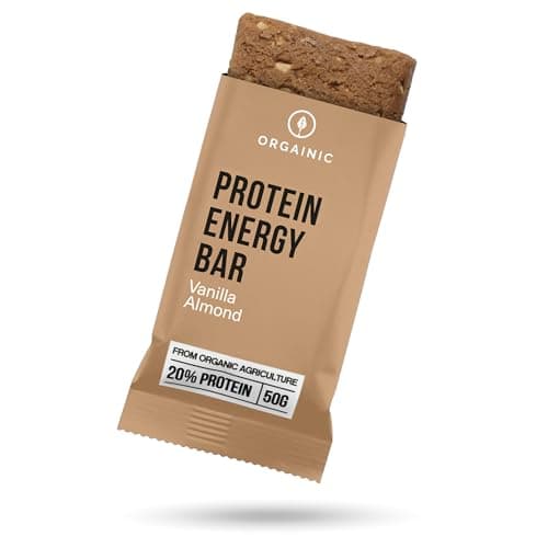ORGAINIC Bio Protein Riegel Vanille 12 x 50g - Bio zertifiziert ohne Zusatzstoffe - Premium Proteinriegel mit 6 Zutaten & viel Protein - High Protein Power Bar ohne Süßungsmittel - Eiweißriegel Bio Öko