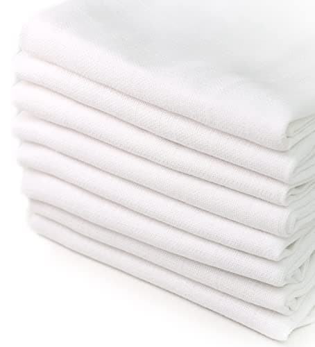 FENSILO - Mulltücher Weiss - Mullwindeln Weiß - 8er Pack 60x80 cm - Spucktücher Baby, schadstoffgeprüft - Spucktücher für Jungen und Mädchen