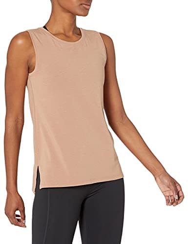 Amazon Essentials Damen Yoga-Tanktop Aus Weicher Baumwolle Mit Lockerer Passform (In Übergröße Erhältlich), Hellbraun, L