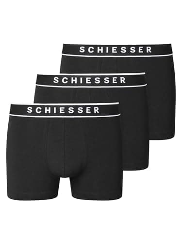 Schiesser Herren 3 PACK Boxershorts Bio Baumwolle Multipack - 95/5 Organic, schwarz_173983, 6/ L Bio