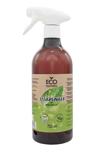 EcoNaturo - Ökologisch Umweltfreundlicher Allzweckreiniger mit Frischem Pfefferminzduft 750 ml - Pfefferminz 6% Essig - Reinigungsmittel für Küche, Bad und Böden - Recycling-Verpackung Bio Öko