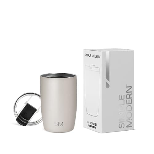 Simple Modern Thermobecher Kaffeebecher to go mit Klappdeckel | Isolierter Edelstahl-Kaffeebecher | Geschenke für Frauen und Männer | Voyager | 350ml | Almond Birch