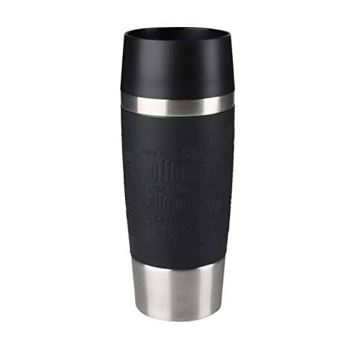 Emsa Travel Mug Classic 360 ml, Thermobecher Kaffee to go, Isolierbecher hält 4h heiß, 8h kalt, 100 Prozent dicht, auslaufsicher, Kaffeebecher Quick-Press-Verschluss, 360°Trinköffnung, schwarz, 513361