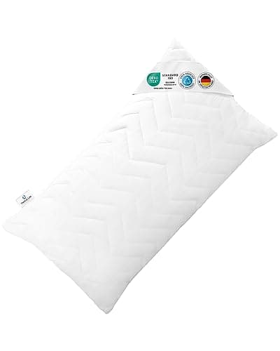 Kopfkissen 50x70 VERDA, 100% nachhaltig & orthopädisch, Schlaf-Kissen 50 x 70 aus recyceltem Material, Pillow made in Germany, Höhenverstellbar für Bauch-, Rücken-, Seitenschläfer, Allergiker geeignet Öko