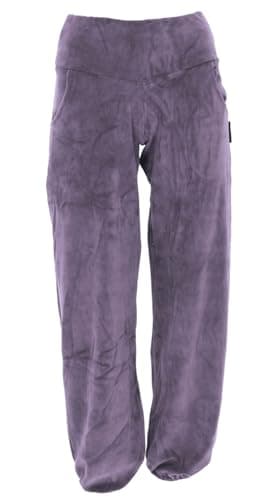 GURU SHOP Boho Samt Pluderhose, Wohlfühlhose, Yogahose - Violett, Damen, Baumwolle, Size:S