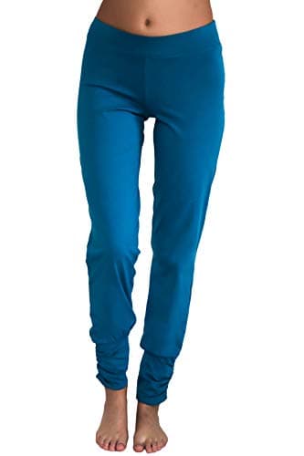 Damen Yogahose Hose Bio-Baumwolle Freizeithose Sporthose Pilates (L, Petrol) Bio